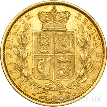 1848 Gold Sovereign Coin Queen Victoria Young Head Shield Back