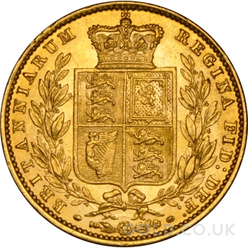 1852 Gold Sovereign Coin Queen Victoria Young Head Shield Back NGC AU58