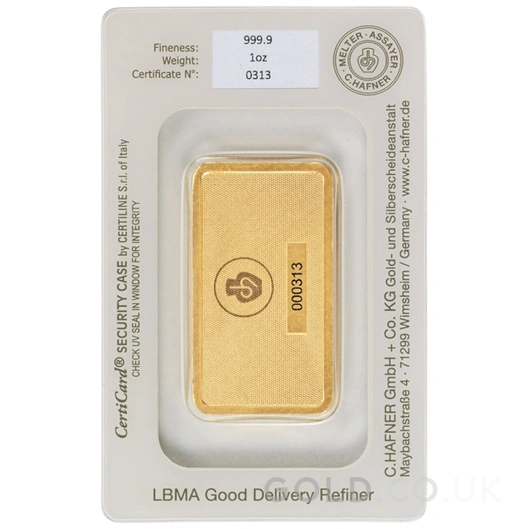 1oz Gold Bar C. Hafner Minted