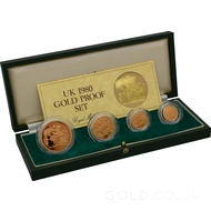 1980 Gold Proof Sovereign Elizabeth II Four Coin Boxed Set