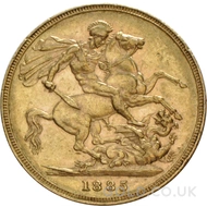 1885 Gold Sovereign Coin Victoria (M)