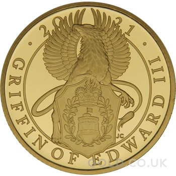 2021 Proof 1/4oz Griffin of Edward III Gold Coin Coin Queen's Beasts Boxed