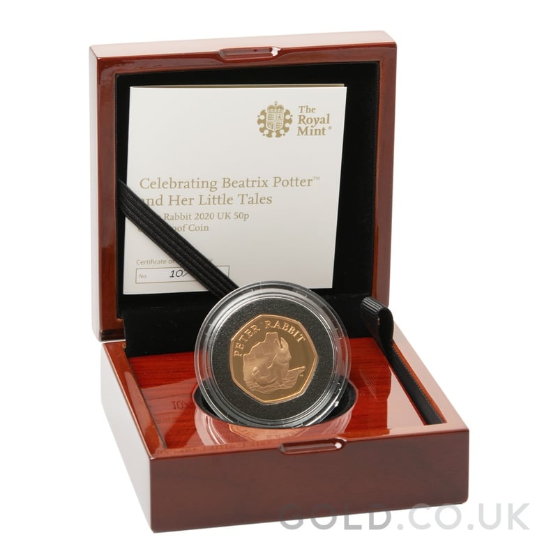 2020 Proof 50p Gold Coin Peter Rabbit Boxed