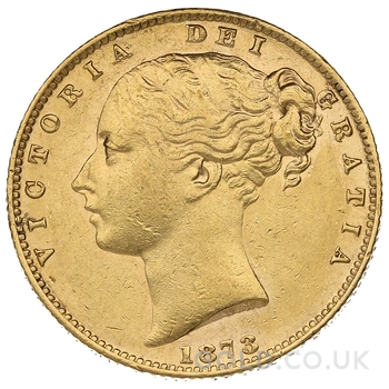 1873 Gold Sovereign Coin Queen Victoria Young Head Shield Back Sydney