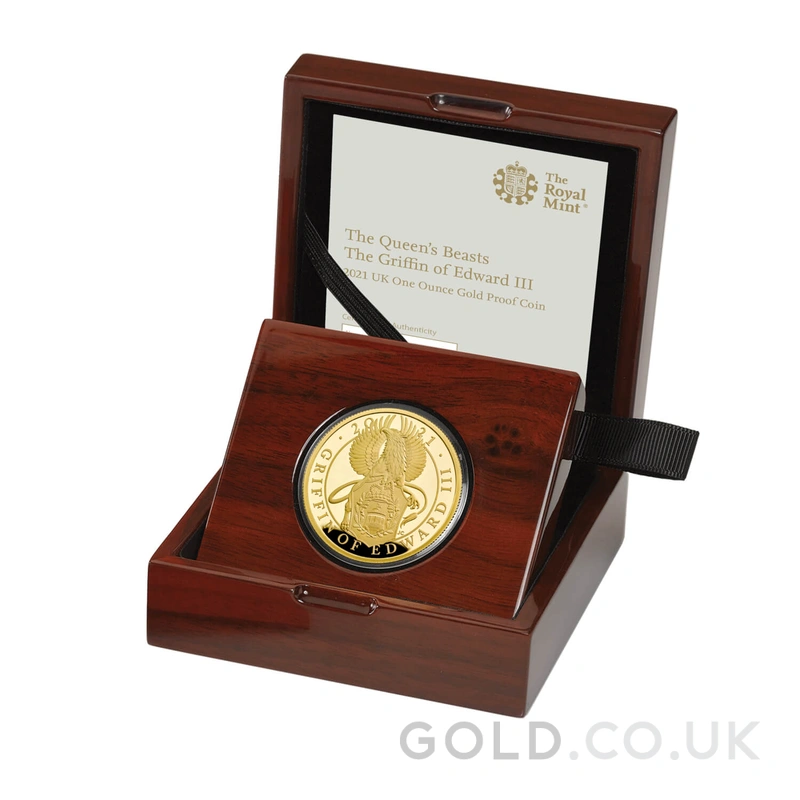 2021 Proof 1oz Griffin of Edward III Gold Coin Queen's Beasts Boxed