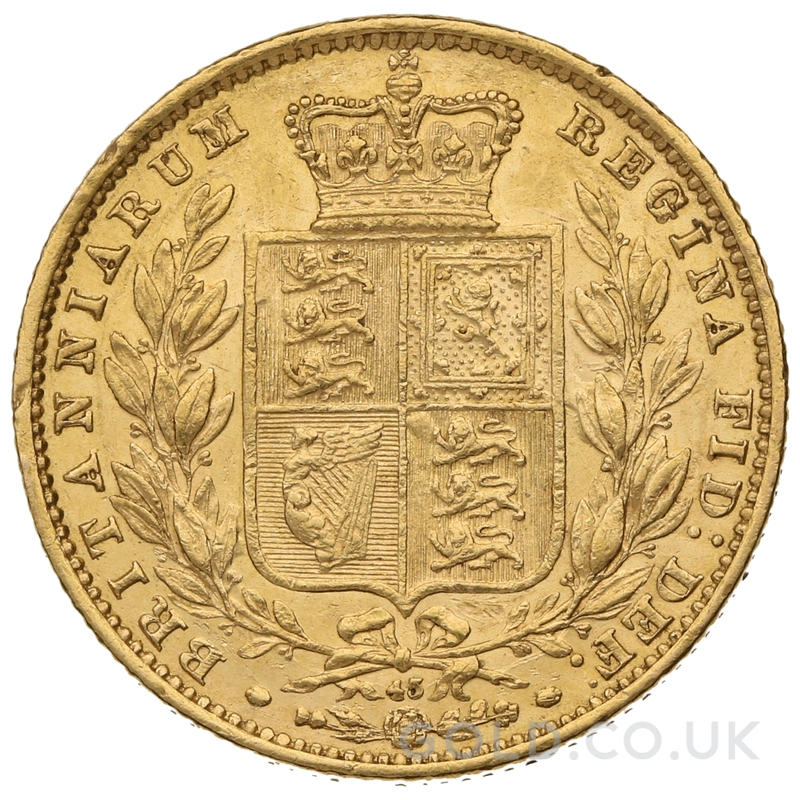 1866 Gold Sovereign Coin Queen Victoria Young Head Shield Back