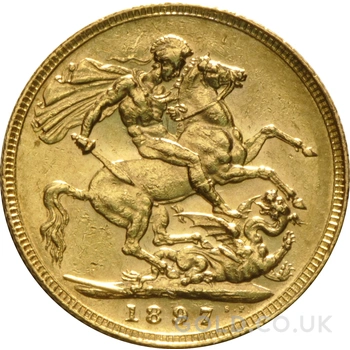 1897 Gold Sovereign Coin Queen Victoria Old Head Sydney