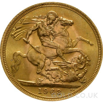 1963 Gold Sovereign Coin Elizabeth II Young Head