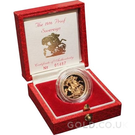 1986 Proof Gold Sovereign Boxed