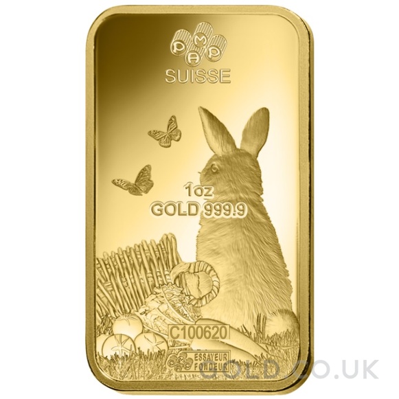 1oz Gold Bar 2023 Year of the Rabbit PAMP
