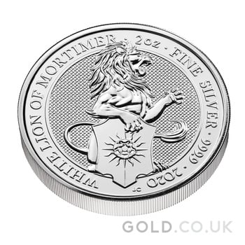 2020 2oz White Lion of Mortimer Silver Coin Queen's Beasts