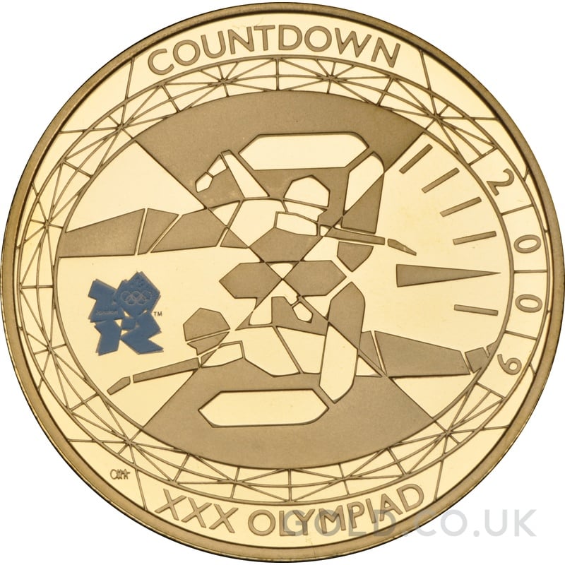 2009 Proof Gold £5 Coin Quintuple Sovereign Countdown to London 2012 Swimming