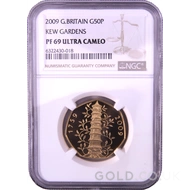 2009 Kew Gardens Fifty Pence Proof Gold Coin NGC PF69