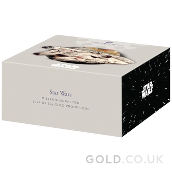 2024 50p Millennium Falcon Star Wars Proof Gold Coin Boxed