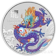 2024 Purple Dragon Painted Silver Year of the Dragon 1oz Coin