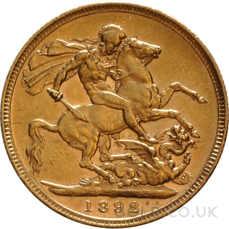 1892 Gold Sovereign Coin Queen Victoria Jubilee Head