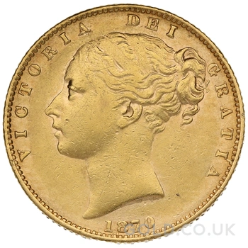 1870 Gold Sovereign Coin Queen Victoria Young Head Shield Back