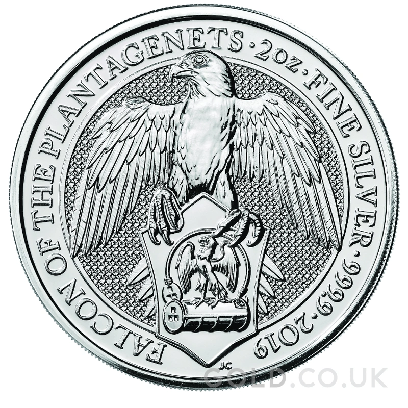 2019 2oz Falcon of the Plantagenets Silver Coin Queen's Beasts