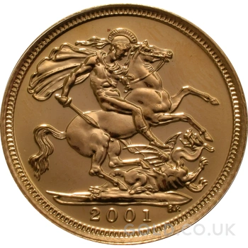 2001 Gold Half Sovereign Elizabeth II Fourth Head