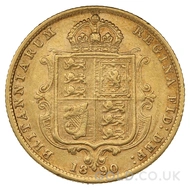 1890 Gold Half Sovereign Coin Victoria Shield Back
