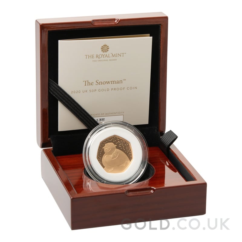 2020 Proof 50p Gold Coin The Snowman Boxed