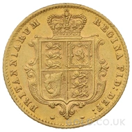 1860 Gold Half Sovereign Coin Victoria Shield Back
