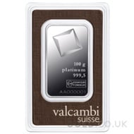 Valcambi 100g Platinum Bar