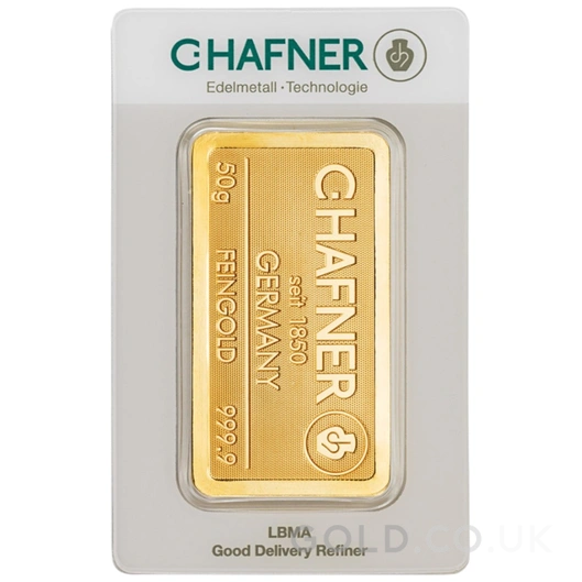 50g Gold Bar C. Hafner Minted