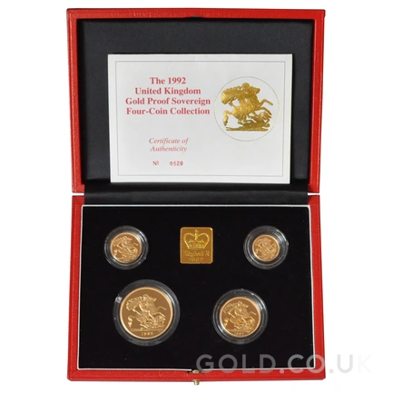 1992 Proof Gold Sovereign 4 Coin Set Boxed