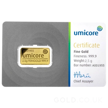 2.5g Gold Bar Umicore