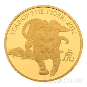 2022 Royal Mint 5oz Year of the Tiger Proof Gold Coin Boxed