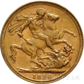 1890 Gold Sovereign Coin Queen Victoria Jubilee Head Melbourne