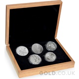 Large Oak Gift Box - 5 x 1oz Silver Coins