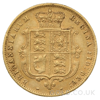 1875 Gold Half Sovereign Queen Victoria Young Head Shield Back