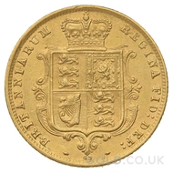 1876 Gold Half Sovereign Coin Victoria Shield Back