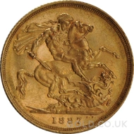 1887 Gold Sovereign Coin Victoria (S)