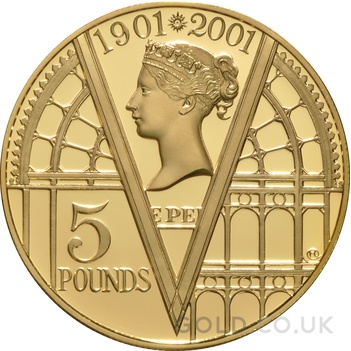 2001 Proof Gold Crown £5 Coin 100th Victoria Anniversary Boxed