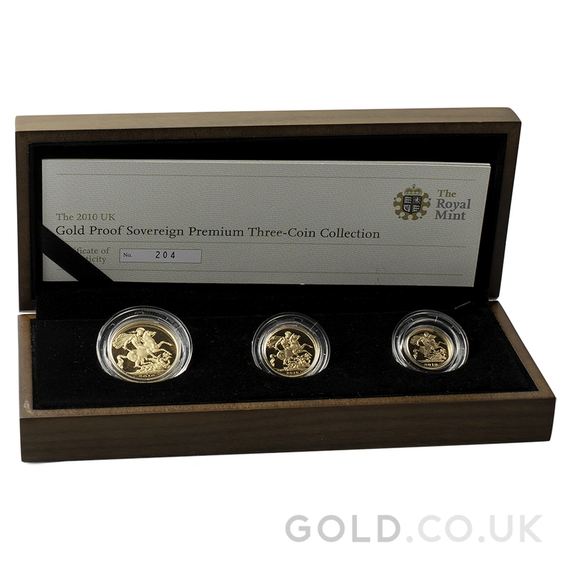 2010 Proof Gold Sovereign Premium 3 Coin Set Boxed