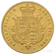 1855 Gold Half Sovereign Coin Victoria Shield Back