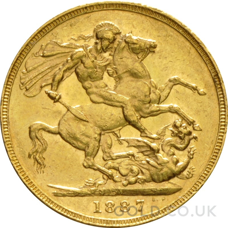 1887 Gold Sovereign Coin Queen Victoria Jubilee Head Melbourne