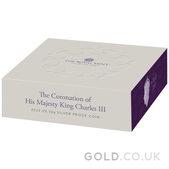 2023 Piedfort Proof 50p Silver Coin Coronation of King Charles III Boxed