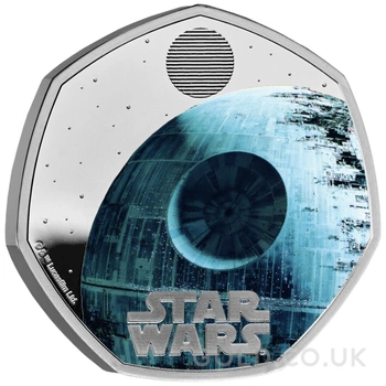 2024 50p Star Wars Death Star Proof Silver Coin Boxed