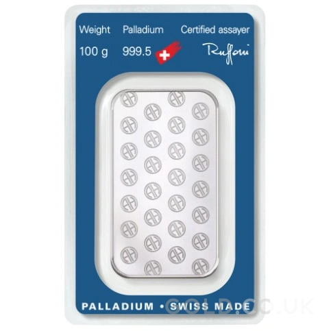 100g Palladium Bar Argor-Heraeus