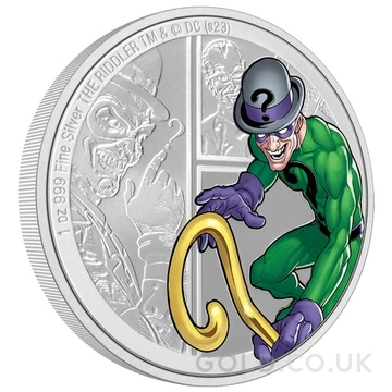 2023 The Riddler DC Villains 1oz Proof Silver Coin Boxed