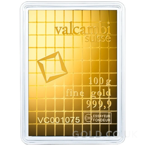 100 x 1g Gold Bar Valcambi CombiBar