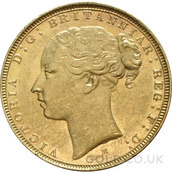 1884 Gold Sovereign Coin Queen Victoria Young Head Melbourne