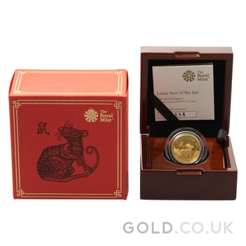 2020 Royal Mint 1oz Year of the Rat Proof Gold Coin Boxed