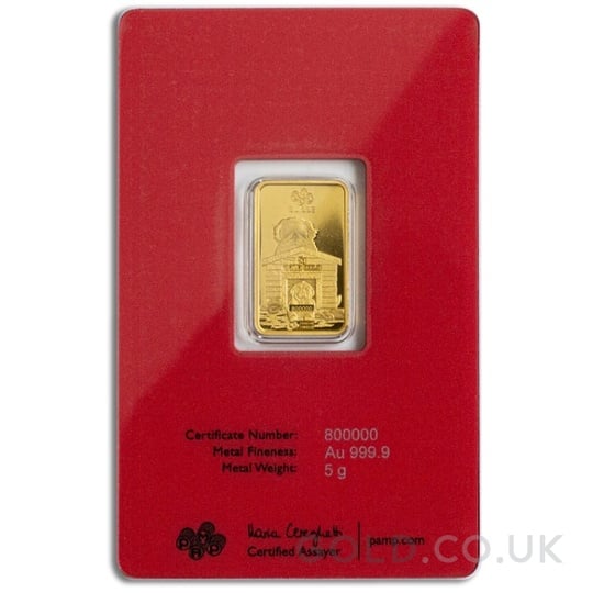 5g Gold Bar Year of the Dog PAMP