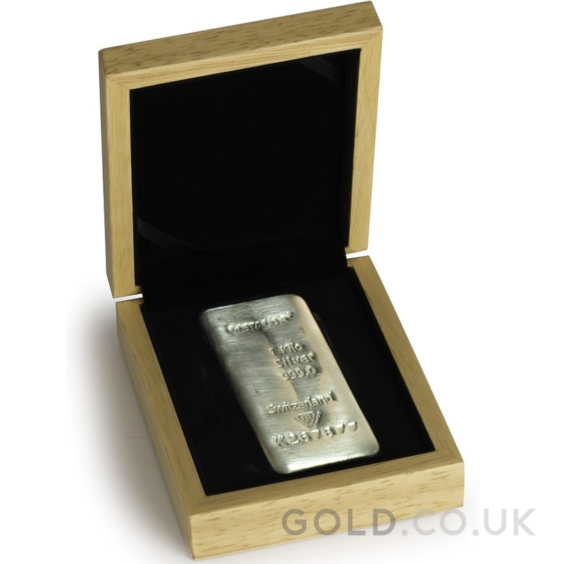 Medium Oak Gold or Silver Bar Gift Box Metalor 1kg