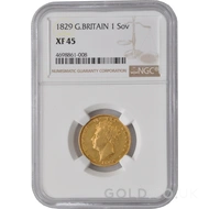 1829 Gold Sovereign Coin George IV XF45